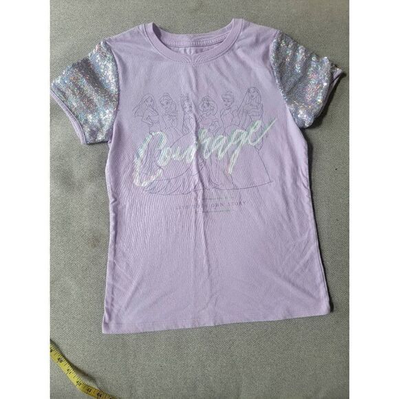 Disney Girls Courage Live Your Own Story Princess Sequin Shirt Purple Size Large - Picture 1 of 5